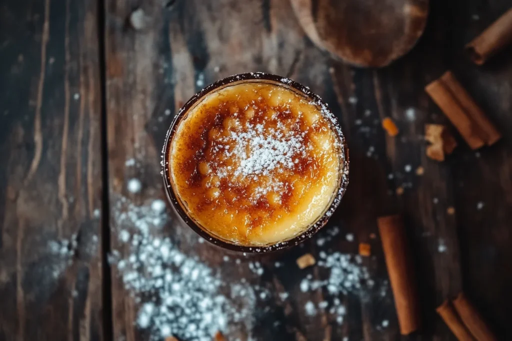 A chef using a culinary torch to caramelize the sugar topping