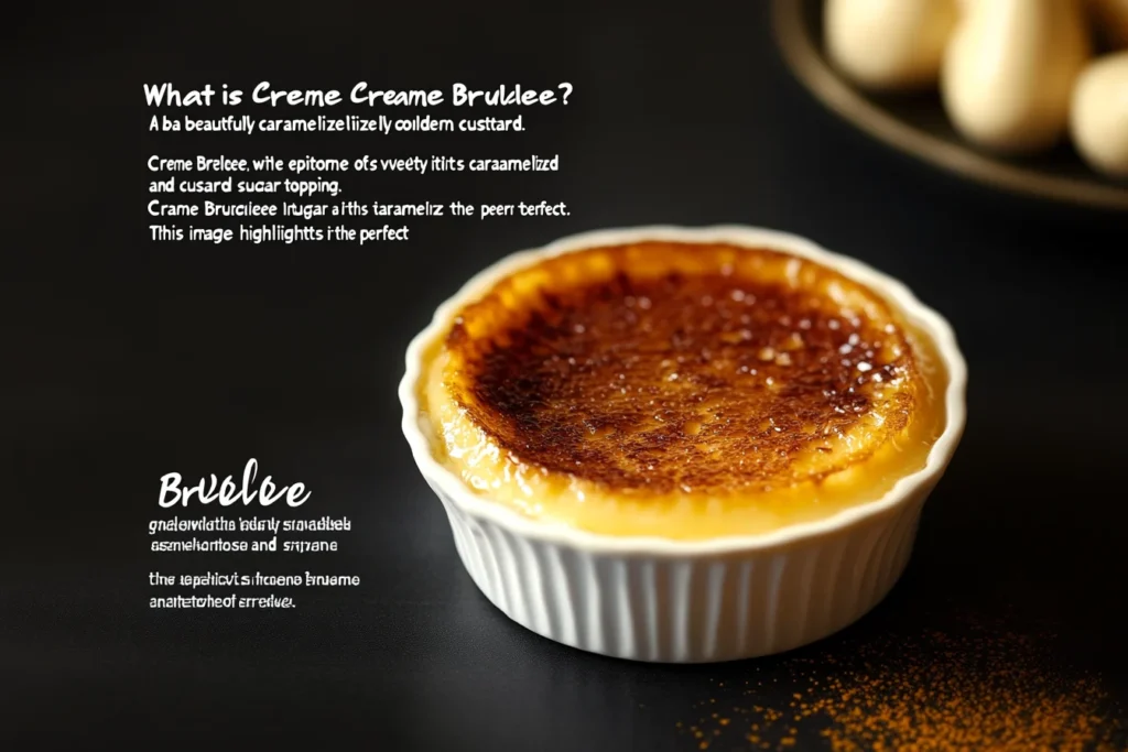 Ingredients for Crème Brûlée Egg yolks, heavy cream, sugar, and vanilla beans laid out on a wooden surface