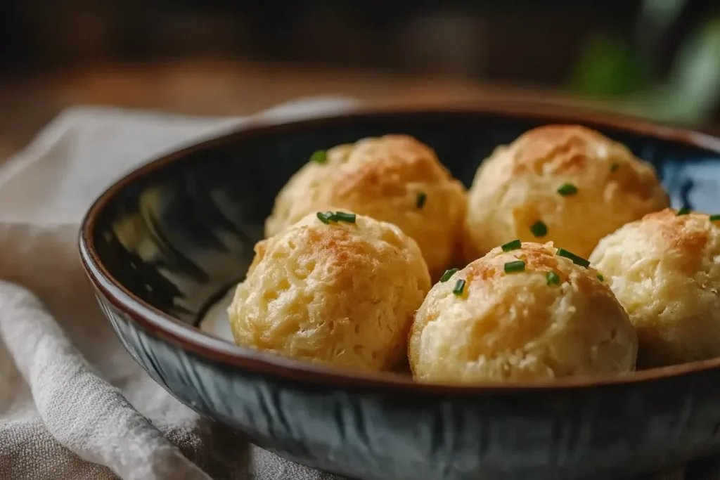 A bowl of biscuit dough with ingredients like flour, butter, and milk on the side