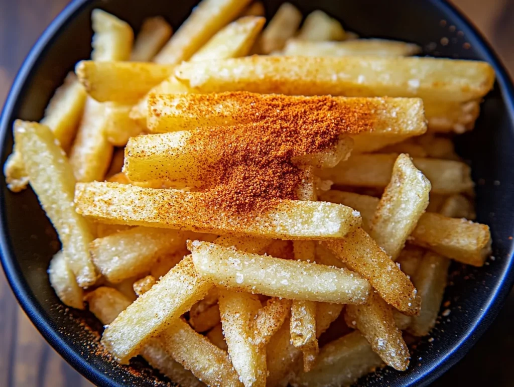 A bowl of seasoning mix for homemade healthier copycat Wingstop fries